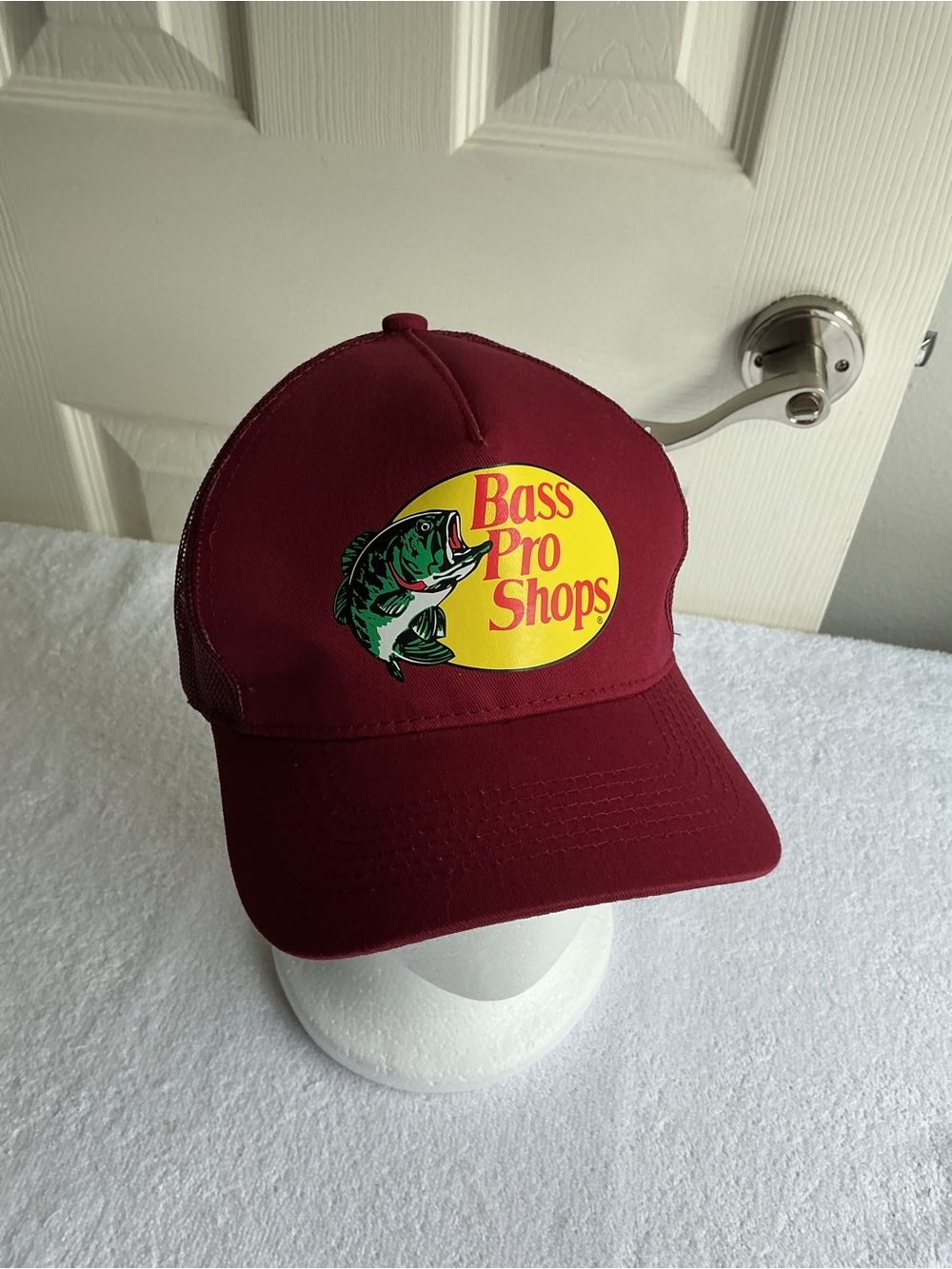 Bass Pro Shops Maroon Trucker Hat with Fish Logo